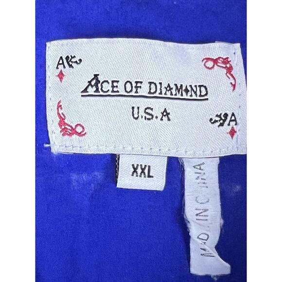 Ace of Diamond Shirt Mens XXL Blue Gold Pearl Snap Rockabilly Horseshoes USA - Picture 5 of 8